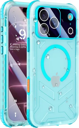 Vista 41 de Funda impermeable para iPhone 15 con Magsafe, protector de pantalla, cordón, IP68 militar de cuerpo completo a prueba de golpes, para deportes Negro