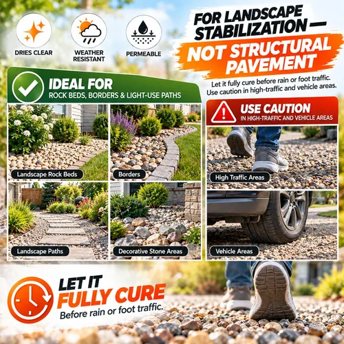 Vista 6 de Oyevila - Pegamento de grava para paisajismo, carpeta de rocas de 1 galón