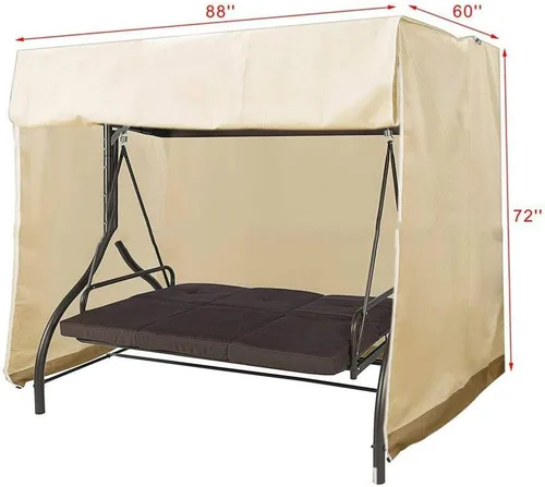 Vista 6 de Funda para columpio de patio, cubierta de hamaca de 3 plazas triples, cubierta impermeable para toldo deslizante, 210D