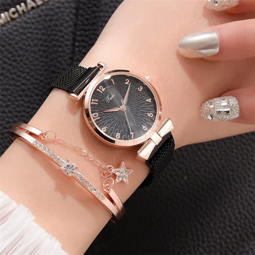 Vista 2 de CdyBox Reloj clásico de aleación para mujer, con pulsera de cristal, relojes de pulsera de cuarzo para mujer, grandes regalos