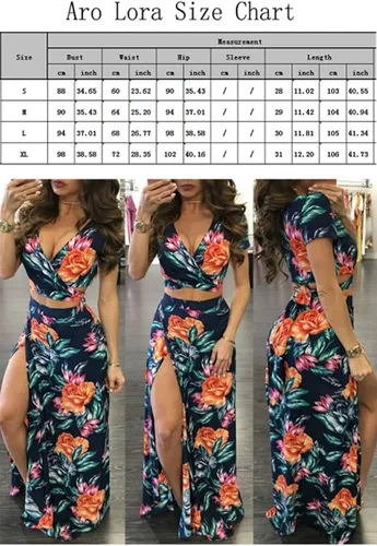 Vista 4 de Aro Lora Vestido largo de dos piezas con cuello en V abierto al costado y estampado floral para mujer