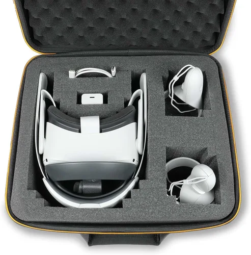 Vista 2 de USA Gear VR Headset Case - Virtual Reality Hard Shell Case VR Travel Case with Customizable Foam Interior & Egg-Crate Foam Top - Compatible with