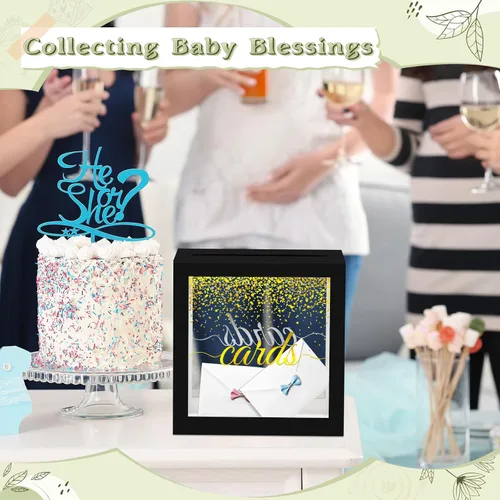 Vista 8 de WNINK Caja transparente para tarjetas de regalo, caja de recepción de tarjetas para cumpleaños, boda, compromiso, despedida de soltera o baby