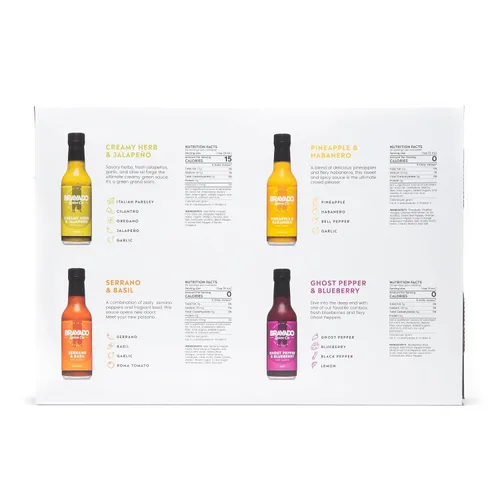 Vista 6 de Paquete de cuatro por Bravado Spice sin gluten, vegano, bajo en carbohidratos, salsa picante paleo, botella de salsa picante natural de 5 onzas