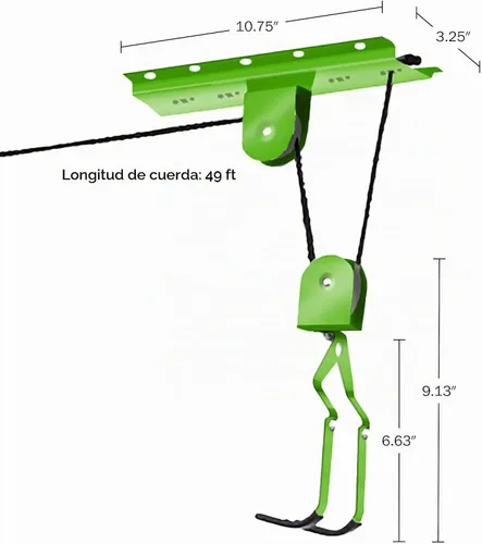 Vista 2 de Rad Sportz - Juego de 2 perchas para bicicleta con sistema de polea superior para garaje o cobertizo con capacidad de 100 libras para bicicletas