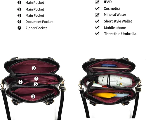 Vista 4 de Xiaoyu Monederos y bolsos de mano para mujer, bolsa de hombro con asa superior, juego de 2 piezas