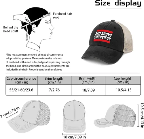Vista 7 de Shit Show Supervisor Hat Trucker Hat Men Trendy Mesh Hat for Summer, AllBlack1