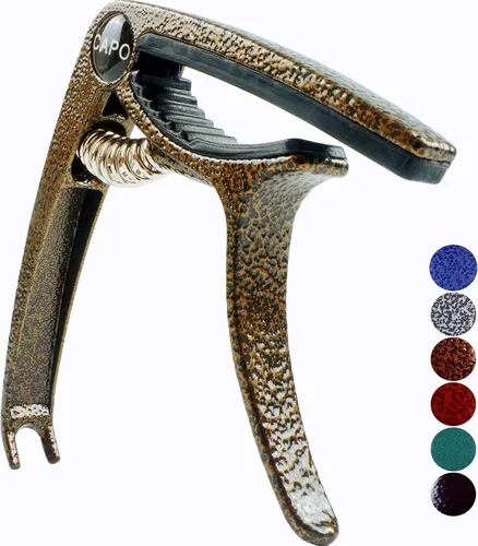 Vista 10 de Cejilla para guitarra, Cejilla ligera de aleación de zinc para guitarras acústicas y eléctricas, bajo, mandolina, banjo, ukelele (Negro plateado)