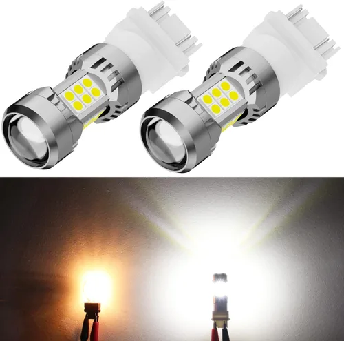 Vista 9 de PHINLION 3157 4157 Bombillas LED de señal de giro, 3200 lúmenes, superbrillantes, 12 V, 3057, 3457na, 4157na, 3157na, color amarillo ámbar, repuesto