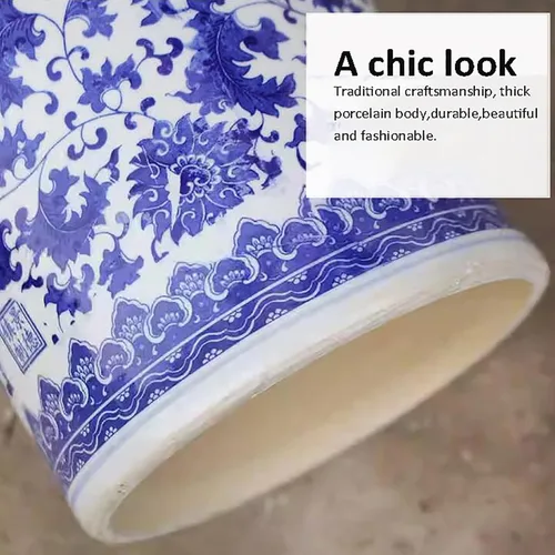 Vista 6 de Paragüero de porcelana, soporte de paraguas de porcelana azul y blanco, soporte tradicional para sombrilla de entrada, organizador de paraguas