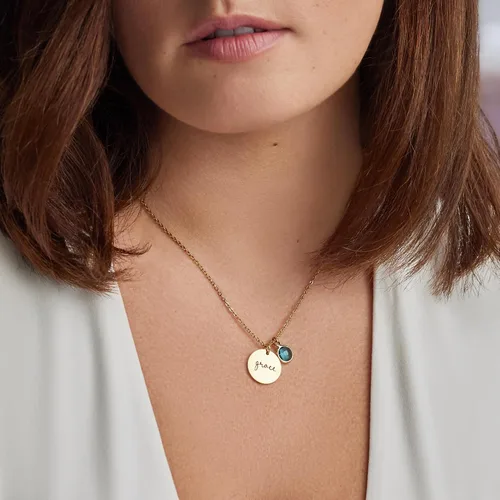Vista 7 de Personalized Birthstone Name Necklace for Women Girls Wife Push Presents for New Mom, Custom Birthday Gift Bridesmaid Jewelry Gold Silver Rose