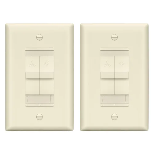 Vista 10 de LIDER - Interruptor de luz combinado y control de ventilador de 3 velocidades, interruptor combinado de luz y ventilador, un solo polo, 120 V, 2.5A