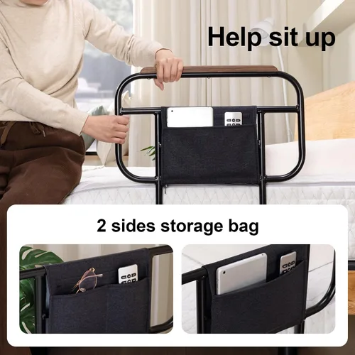 Vista 5 de Riel de cama atornillado para cama ajustable, apto solo para tabla de madera, 1 unidad, 22 pulgadas de altura