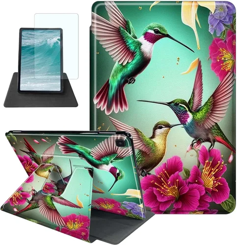 Vista 8 de Rossy Funda para Samsung Galaxy Tab A7 Lite de 8.7 pulgadas 2021 (SM-T220/T225/T227) + protector de pantalla giratorio de 360 grados con soporte