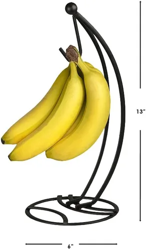 Vista 7 de Home Basics Soporte de acero para árbol de plátano, resistente a la corrosión, evita moretones, base circular, acabado satinado negro