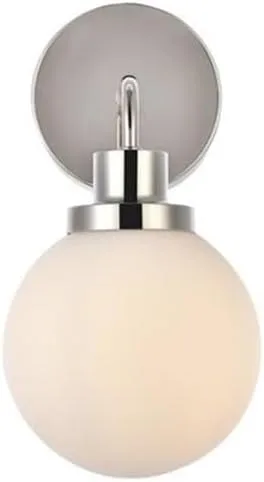 Vista 3 de Hanson - Aplique de baño de metal con 1 luz en níquel pulido y esmerilado