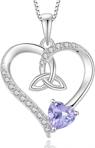 Vista 7 de Collar de corazón con nudo celta de plata de ley 925, collar con colgante para mujer, joyería de piedra natal
