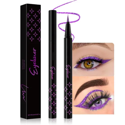 Vista 21 de evpct Delineador de ojos líquido cromático dúo, con purpurina de bronceador rosa, destello metálico brillante, sombra de ojos en lápiz, cambio