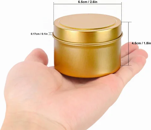 Vista 2 de IHDYPPEW Paquete de 48 latas doradas de 4 onzas con tapas, recipientes para velas, tarros de velas vacíos a granel, tarros de velas para hacer