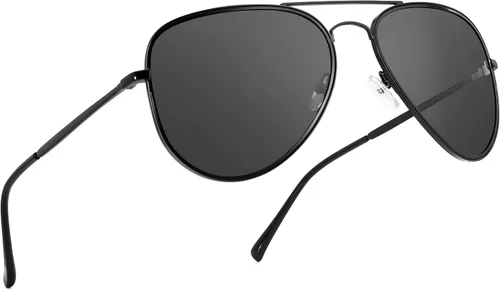 Vista 6 de MAXJULI Gafas de sol polarizadas de aviador para cabezas grandes, hombres y mujeres 8123