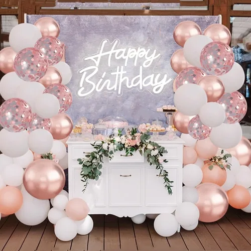 Vista 2 de Letrero de neón regulable y reutilizable para decoración de pared de fiesta de cumpleaños, luz LED USB para telón de fondo para decoración de fiesta