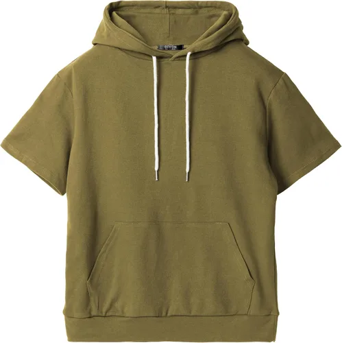 Vista 7 de GIVON Sudadera cómoda con capucha de manga corta para mujer con bolsillo canguro