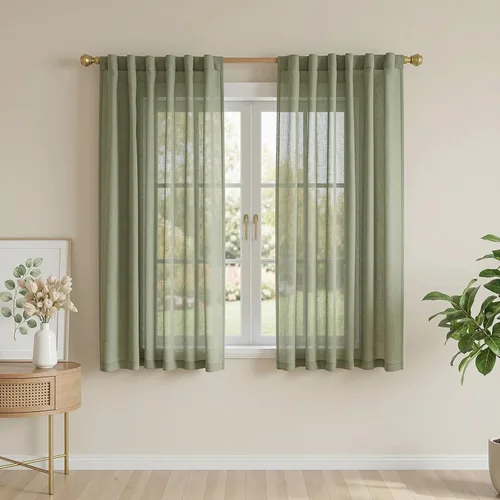 Vista 75 de MYSKY HOME Cortinas naturales de puerta francesa para ventana de puerta, 40 pulgadas de largo, cortas, semitransparentes, filtrantes de luz