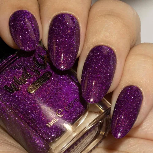 Vista 7 de Whats Up Nails - Plumingo Party Flash - Esmalte de uñas reflectante granate con dúocromo iridiscente brillante púrpura brillante barniz de esmalte