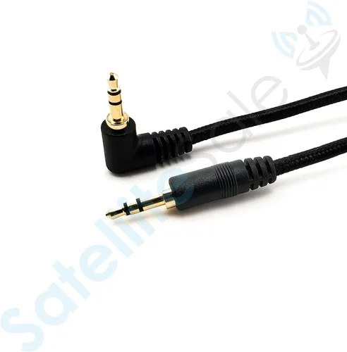 Vista 2 de SatelliteSale Conector de audio auxiliar de 0.138 in en ángulo recto macho a macho, cable auxiliar estéreo digital, cable universal, cable de nailon