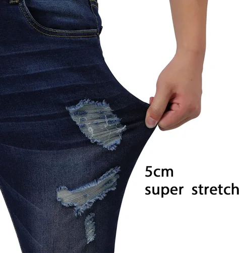 Vista 5 de Woenzaia Jeans para Hombre Slim Fit Skinny Denim Elásticos Cónicos