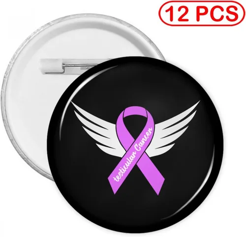 Vista 2 de Testicular Cancer Awareness Badge Round Badge Pins Circle Shape Button Pins Brooches Clothes Hats Backpack Accessories 12 Pcs Medium