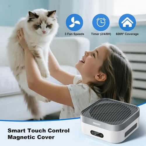 Vista 4 de Purificadores de aire para el hogar, filtro HEPA H13 auténtico captura humo, olores, caspa de mascotas, purificador de aire portátil y silencioso
