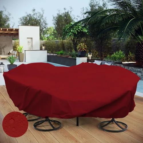 Vista 17 de Fundas para muebles de patio, impermeables, resistentes a los rayos UV, resistentes a los rayos UV, para exteriores, mesa redonda y rectangular