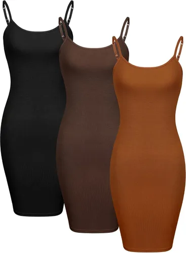 Vista 12 de WILLBOND 3 Pcs Women Cami Tank Dress Basic Long Camisole Slip Dresses with Spaghetti Straps, Designed for Wearing Under Dresses or Layering with
