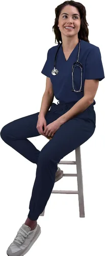 Vista 6 de Green Town Conjunto médico de enfermería GT 4FLEX con cuello en V para mujer
