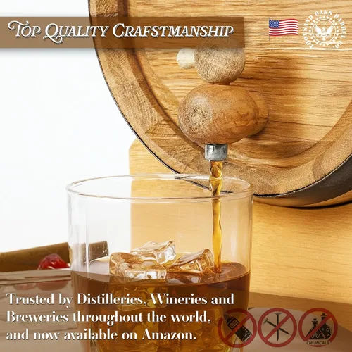 Vista 5 de Dispensador de barril de whisky de 1 litro con pizarra frontal, barriles de roble para criar whisky, cócteles, tequila, barril de bourbon decoración