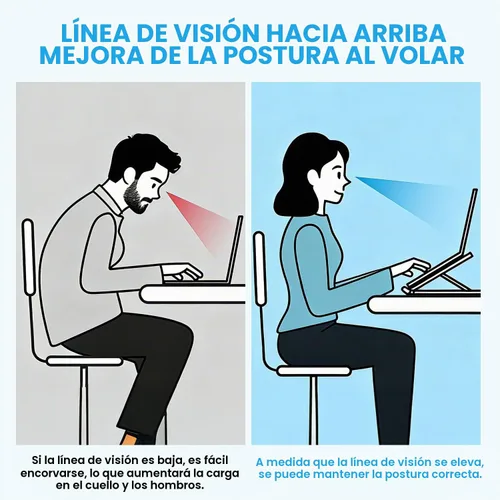 Vista 5 de Soporte para computadora portátil para escritorio, diseño ergonómico, ajustable, de aluminio, plegable, portátil, compatible con MacBook Air Pro