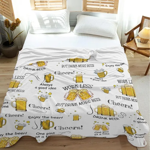 Vista 6 de Manta de cerveza de regalo para niñas, niños y adultos, manta de franela súper suave para sofá, cama, campamento y viajes, decoración cálida