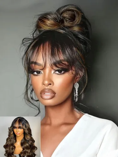 Vista 21 de Nadula Peluca Bob Recta Yaki Degradado Marrón Castaño con Cordón de Cabello Humano - Sin Pegamento Precortada 13X4 HD Pre Todo Peluca Frontal