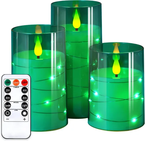 Vista 21 de NURADA Velas Parpadeantes Sin Llama: Velas LED de Pilar con Luces de Cadena de Estrellas Integradas que Funcionan con Pilas con Control Remoto