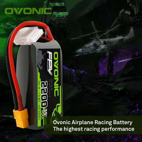 Vista 6 de OVONIC 4s Lipo Batería 35C 2200mAh 14.8V Lipo Batería con XT60 Conector para Avión RC Quadcopter Helicóptero FPV Drone