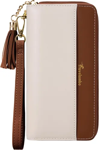 Vista 17 de Carteras con borla Travelambo para mujer, plegable, pulsera, cartera larga negro (A01 Black)