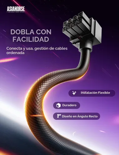Vista 3 de AsiaHorse Hydrus-8PIN Cable de Extensión de CPU PSU con Luz ARGB, Cable de Alimentación de la Placa Base de Cobre con Diseño Minimalista Integrado