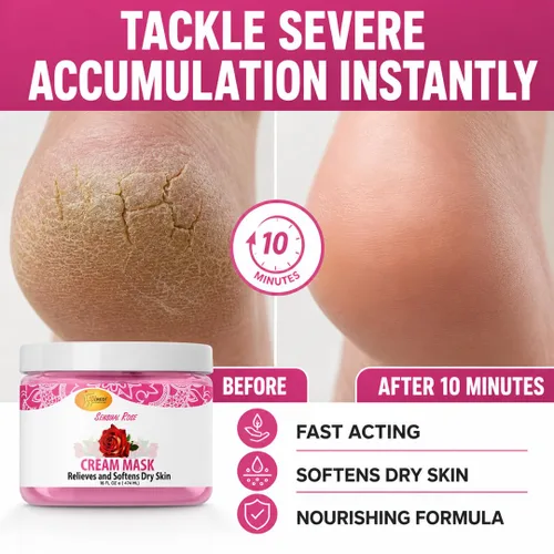 Vista 5 de SPA REDI - Máscara de Crema para Cuerpo y Pies, Rosa Sensual, 16 Oz - Masaje de Pedicura para Pies y Cuerpo Cansados, Hidratante, Piel Fresca