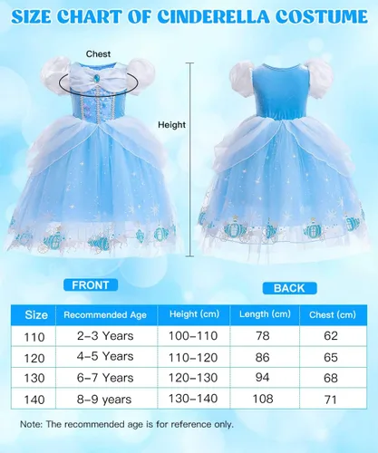 Vista 6 de TOLOYE Princess Costumes for Girls, Cinderella Dress Up Clothes with Accessories for Birthday Party Halloween Cosplay