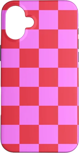 Vista 23 de Funda femenina con patrón de mujer rosa y rojo a cuadros para iPhone 17