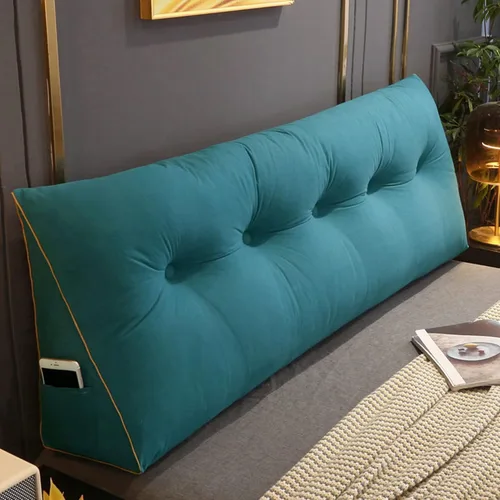 Vista 10 de Cómoda almohada lumbar para descansar la cama, cojín triangular para leer y respaldo, almohada de cabecera para cama, almohada de lectura grande