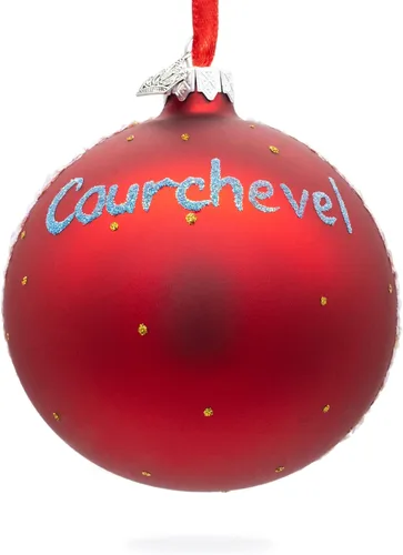 Vista 4 de Courchevel Ski Resort, Francia bola de cristal adorno de Navidad 4 pulgadas