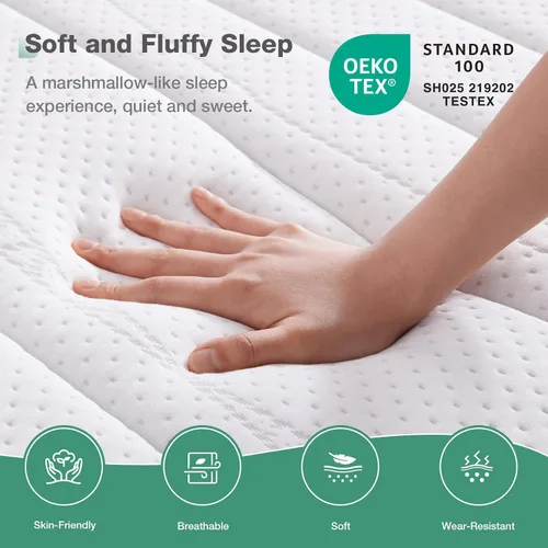 Vista 5 de Novilla Colchón Twin, colchón de espuma viscoelástica de gel de 12.0 pulgadas Twin en una caja, espuma de carbón de bambú y funda suave transpirable