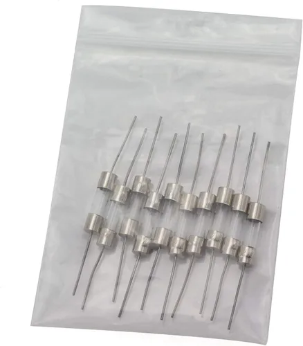 Vista 4 de Tegg 10 unids 0.197x0.787 in Cartucho de vidrio de plomo axial Fusible Resistor Seguro Tubo Fusible Recorte con Cable de plomo 2AMP